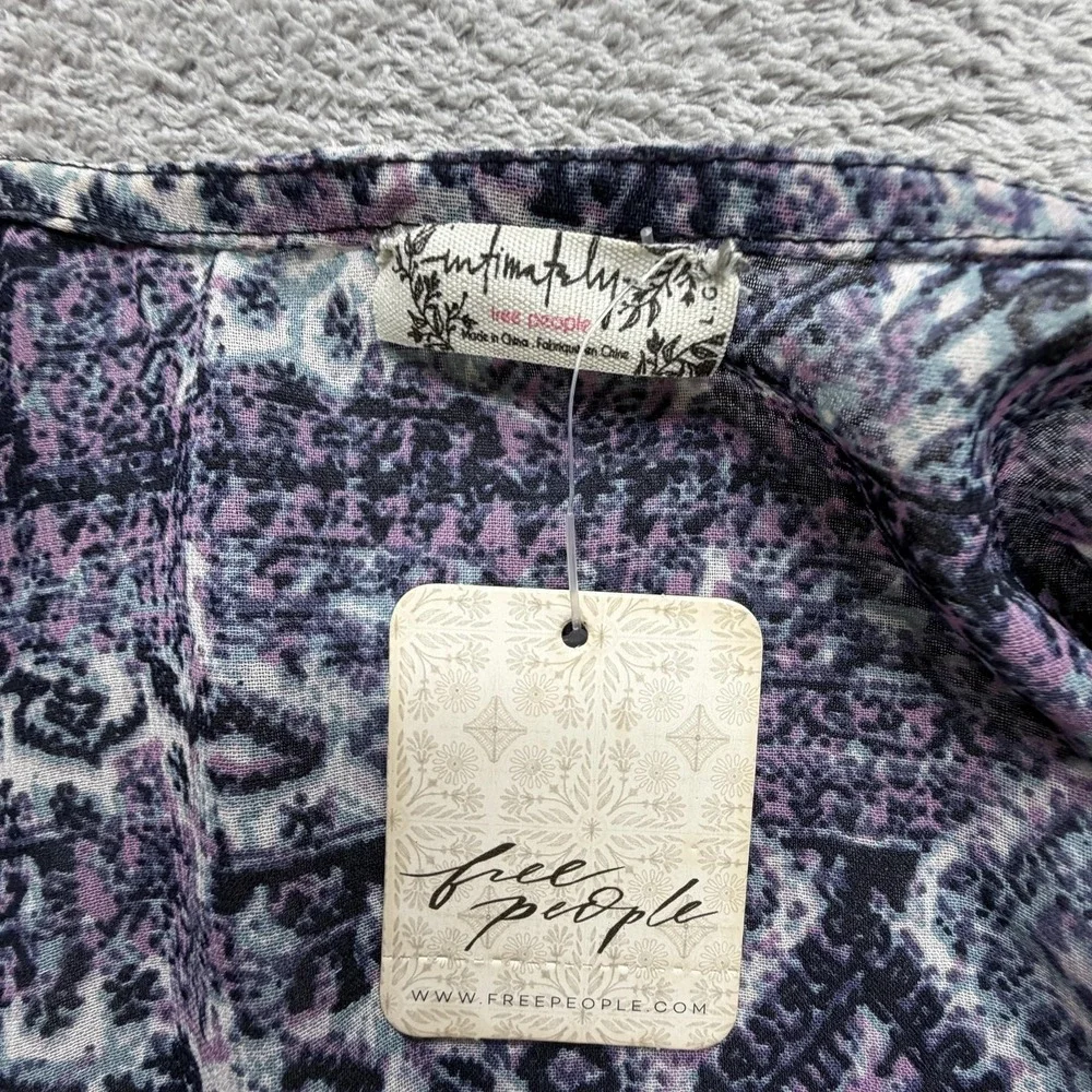 Free People Blouse Womens One‎ Size Purple Geometric Kimono Boho Open Front Top